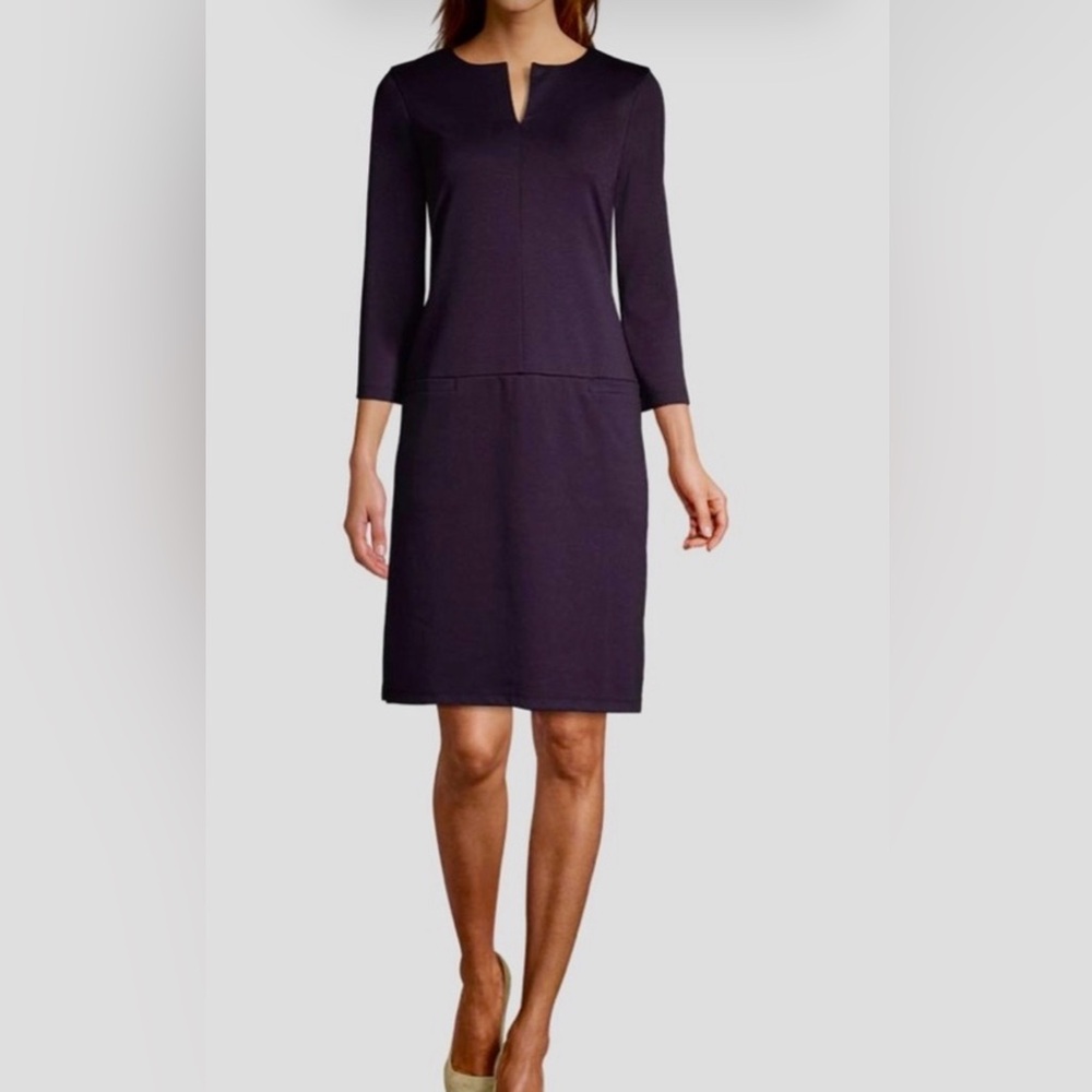 Lands' End Classic Navy 3/4 Sleeve Dress